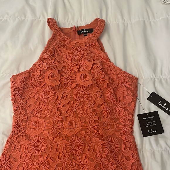 NWT Lulus Love Poem Coral Orange Mini Dress - Picture 2 of 6